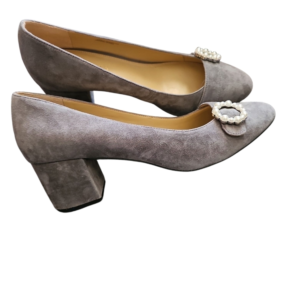 Talbots Isa Gray Suede Women's Shoes with Pearl Embellished Buckle Sz 10 SH457 - Picture 5 of 8